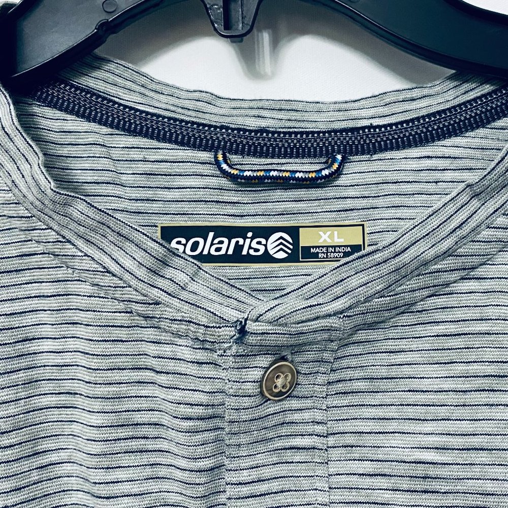 NWT Solaris Micro Stripe SS Gray Henley Mens Size XL MSRP$39.5 - Picture 3 of 5